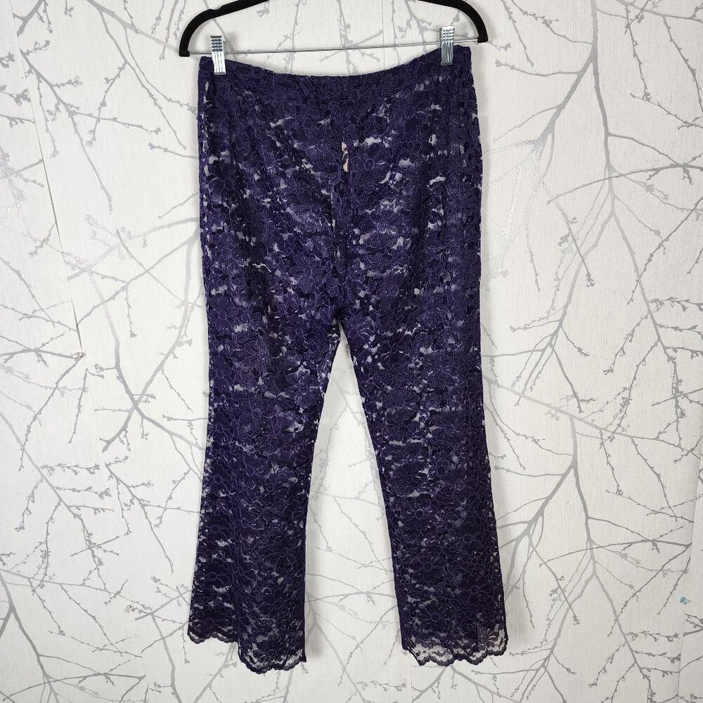 Vintage Union Made 70's Purple Lace Sheer Pull On Flare Pants